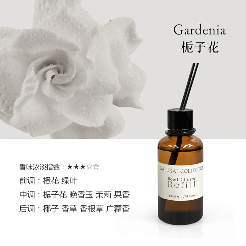 50ml Long-Lasting Aromatherapy Essential Oil, 5 Scents Bluebell Gardenia Tea Reed Diffuser Oil for Home Fragrance Air Freshener