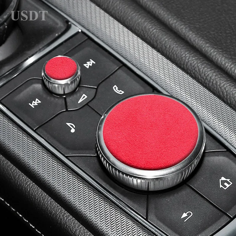 

Made of Alcantara Suede Car Multimedia Button Protective Sticker Knob Cover For Cadillac CT5 XT4 XT5 CT6 XT6 ATS 2022 2023 2024