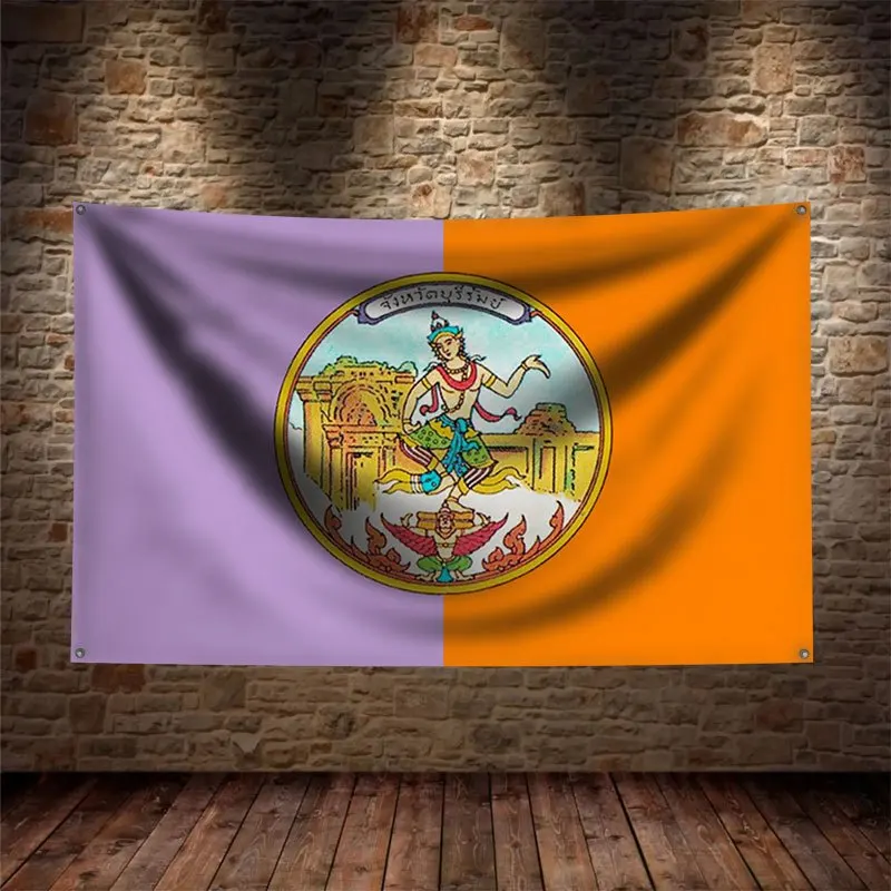Thai Culture Flag Tapestry Decoration Thai Wall Art Ethnic Asian Decor Royal Flag With 4 Rings Home Gift Banner Tapestry Print