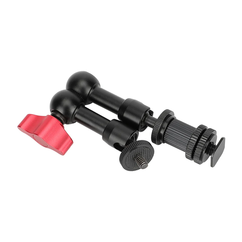 CAMVATE 7" Articulating Magic Arm with Shoe Mount Adapter (Red Locking Knob) for On-Camera LED Light / Monitor or Microphone