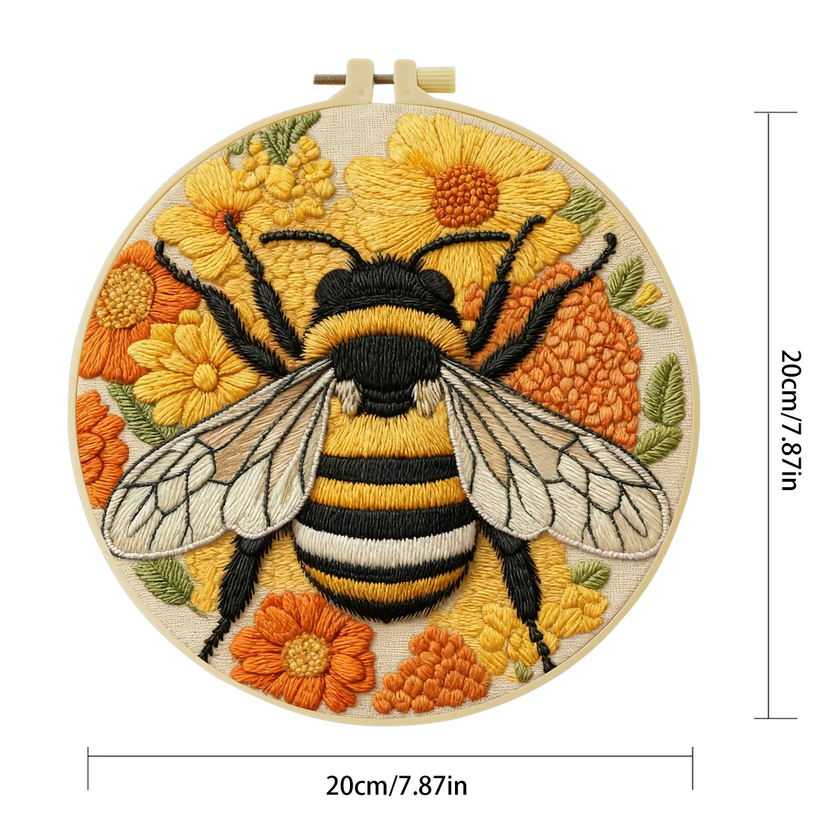 1 Stück 20X20CM/15X15CM 7,87/6,3 Zoll Bienen-Stickerei-Starter-Kit DIY-Kit DIY-Stickerei-Set Handarbeiten Nähkunst-Set für Anfänger – Detail 4