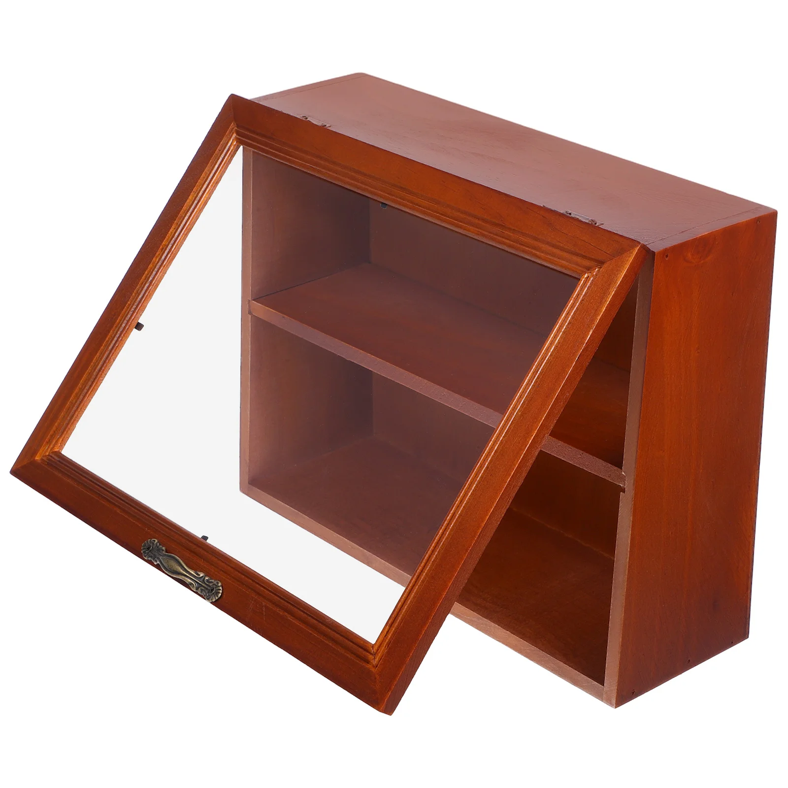 

Solid Wood Flip Storage Cabinet Display Case Rack Desktop Bookshelf Wooden Holder Car Office