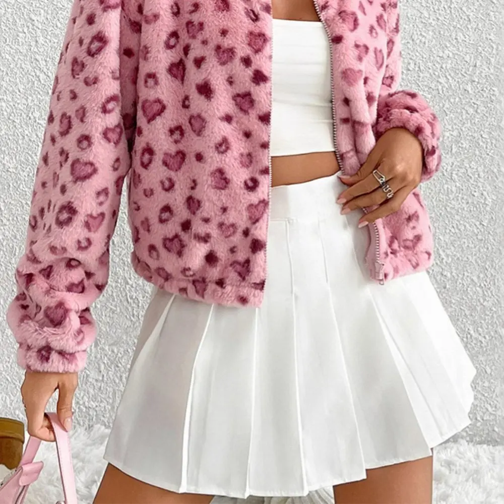 

Women's Winter Jackets Autumn Winter Chic 2025 Elegant Stylish Leopard Print Long Sleeve Turn-Down Collar Casual Coats