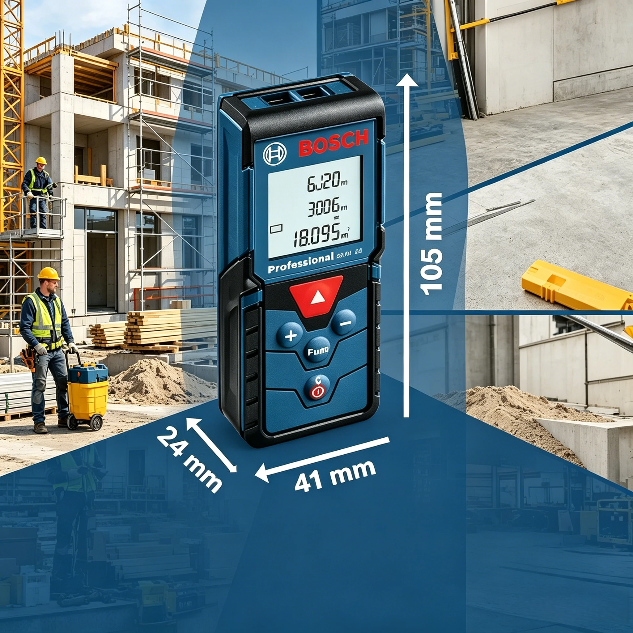 New Bosch GLM 4000 Laser Measure, IP54 Dust/Water Resistant, Easy-to-Read Display for Bright & Low-Light Environments