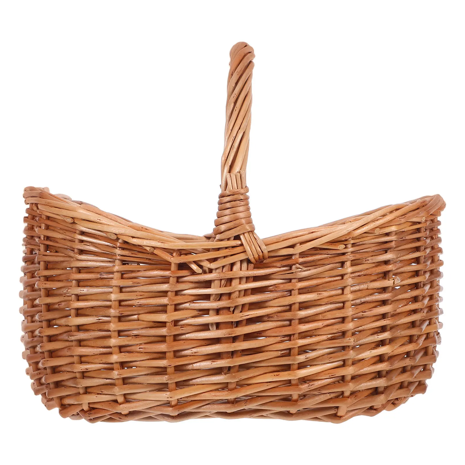 Wicker Willow Basket Rustic Handwoven Picnic Hamper Portable Carry Tote Decorative Storage Organizer Multi-Purpose for Outdoor view 5
