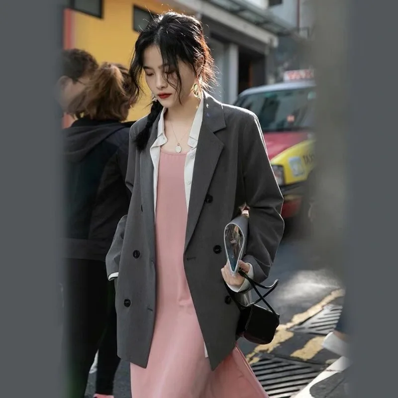 Blazer Women Long Sleeve Suit Korean Chic White Black Blazer Office Ladies Coat Business Casual Suit Solid Loose New