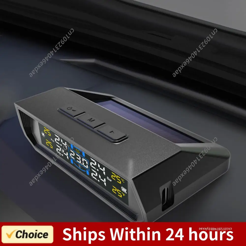 

Car TPMS Tire Pressure Monitoring System with 4 Sensors Tire Pressure Monitor System for RV Sedan SUV Truck Solar/USB Powered