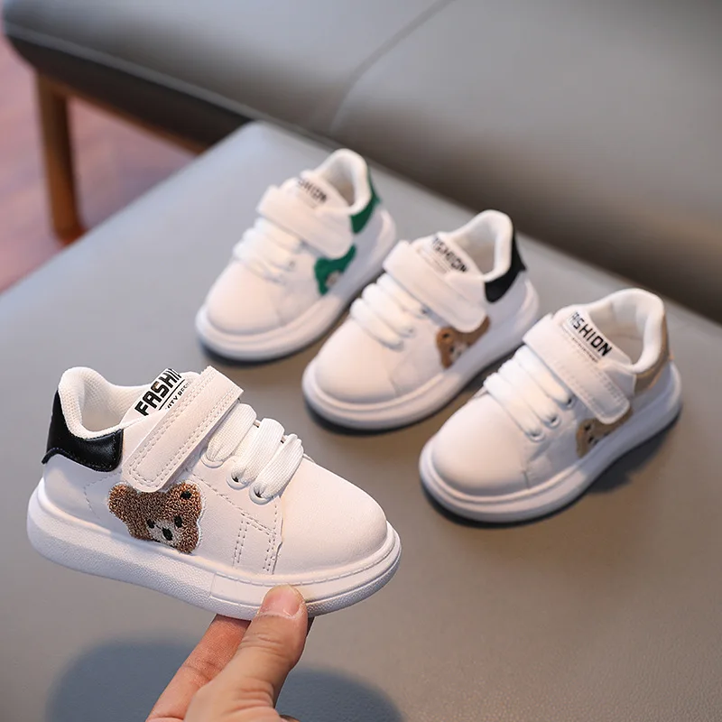 Children Shoes 2024 Spring Autumn Kids Sneakers Boys Sport Shoes Fashion Cute Animal Girls White Shoes Size 21-30