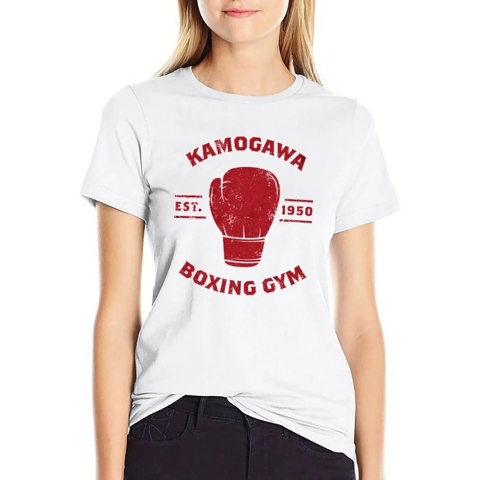 

Kamogawa Boxing Gym Shirt - Retro Design T-shirt funny lady clothes oversized workout shirts for Women
