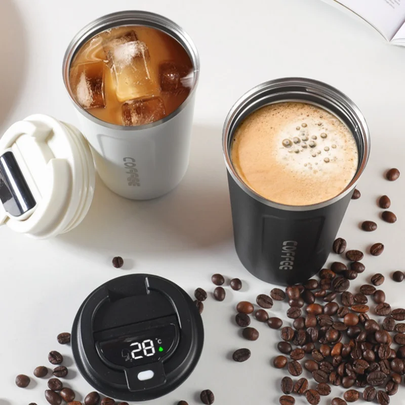 510ml Insulated Coffee Mug with Digital Temperature Display Portable Thermos Cup Tumbler Leakproof Stainless Steel Water Bottle