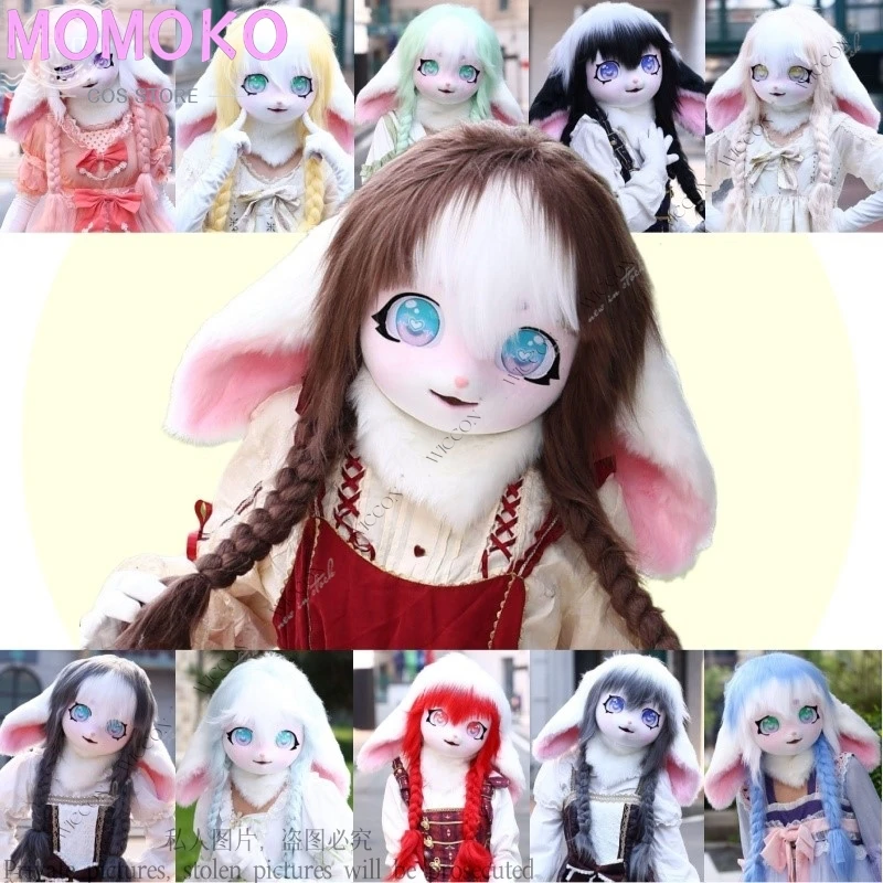 

Furry Animal Cosplay Costume Cute Cat Girl Animal Head Comic Exhibition Wearable Kig Head Anime Cat Mask Outfit Lop Rabbit