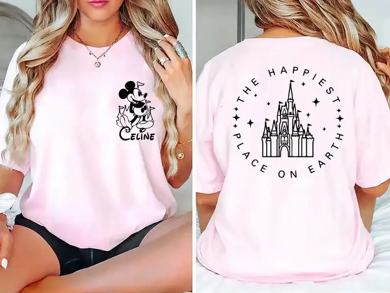 

2025 New Disney Pattern Printed Unisex Street Fashion Trend Short Sleeved Pure Cotton Round Neck T Shirt