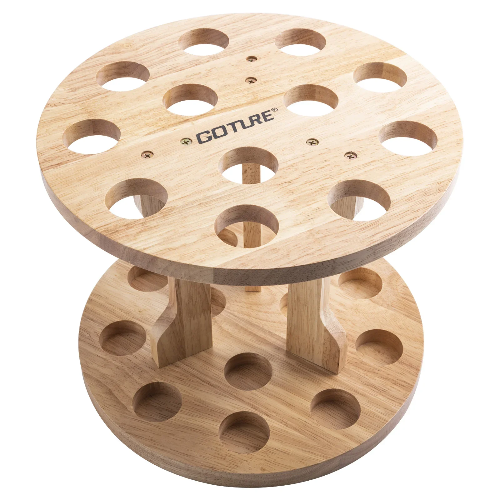 

Goture 12 Slots Vertical Fishing Rod Holder Hard Solid Rubber Wood Round Fishing Rod Rack for Fishing Pole Storage Floor Stand