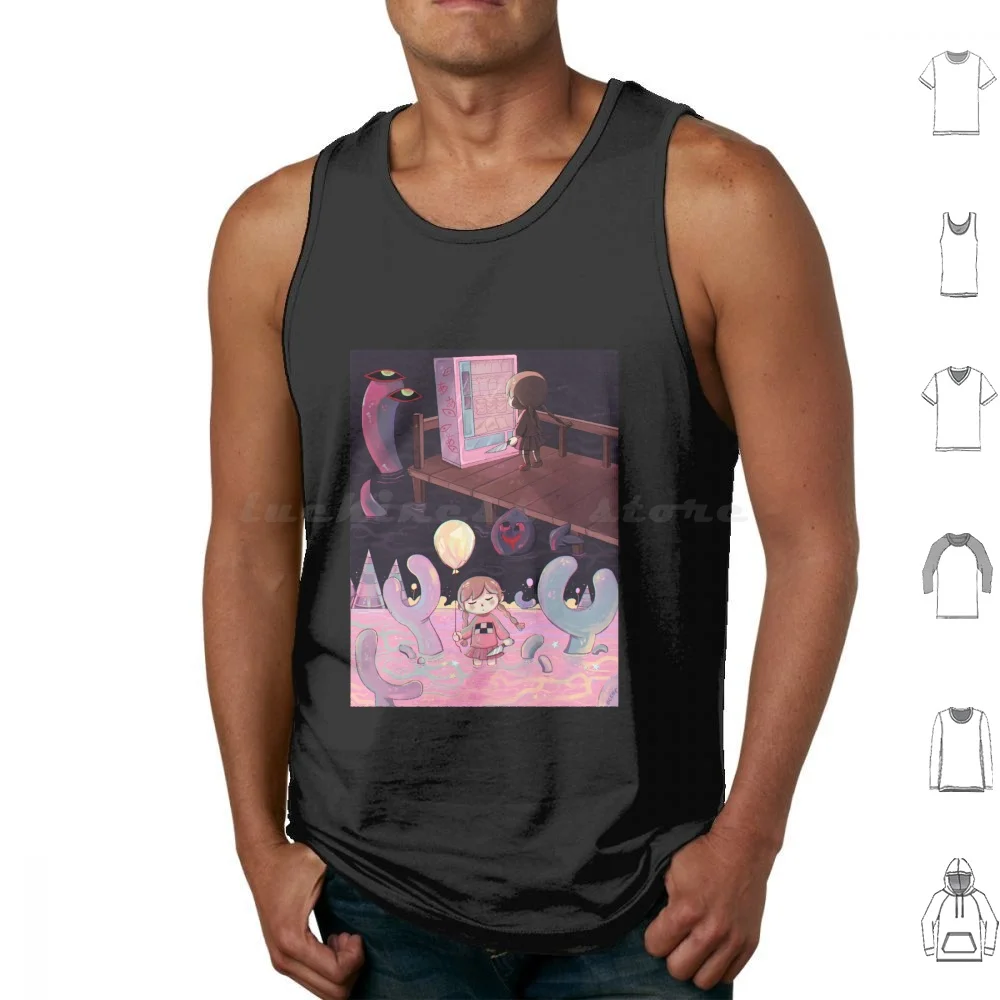 Yume Nikki Pink Sea And Docks Tank Tops Print Cotton Yume Nikki Yumenikki Rpgmaker Rpggame Horror Videogame