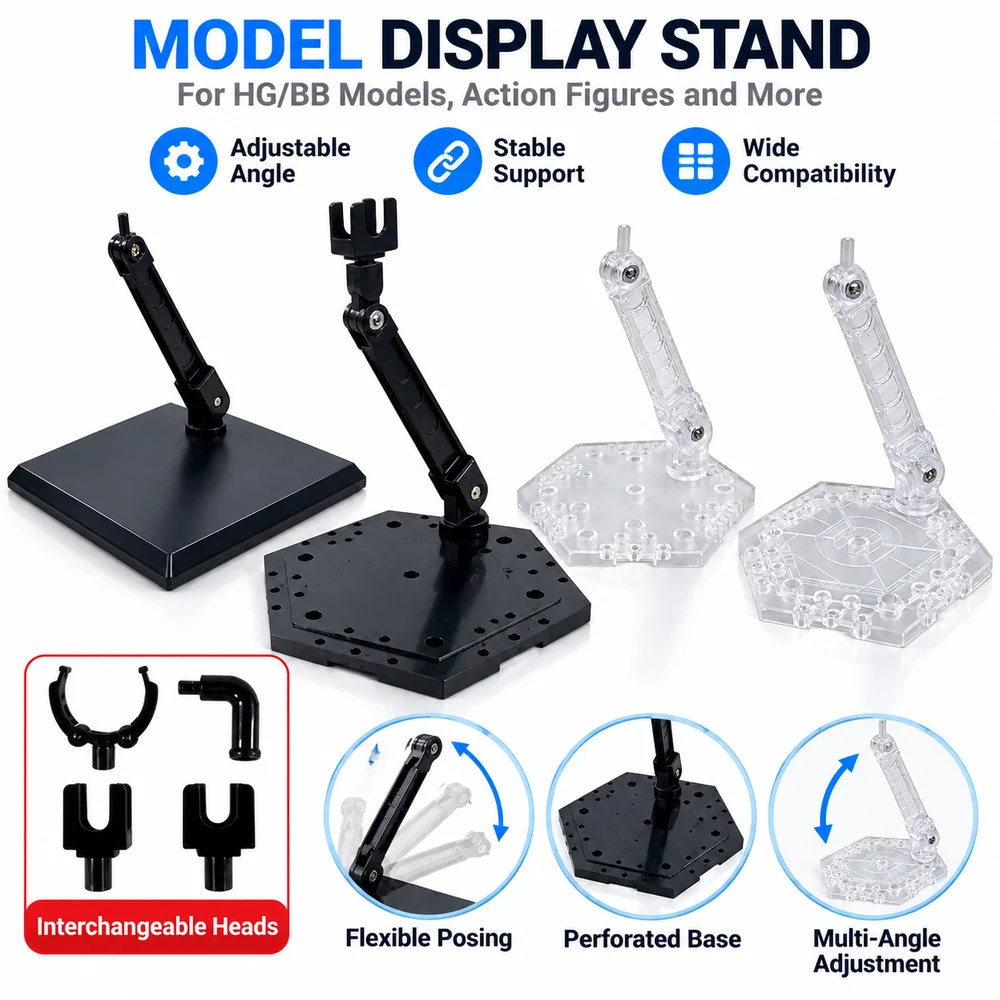 Transparent Action Figure Display Stand Adjustable Arm Articulated Support Arm Model Support Stand Assembly Rack