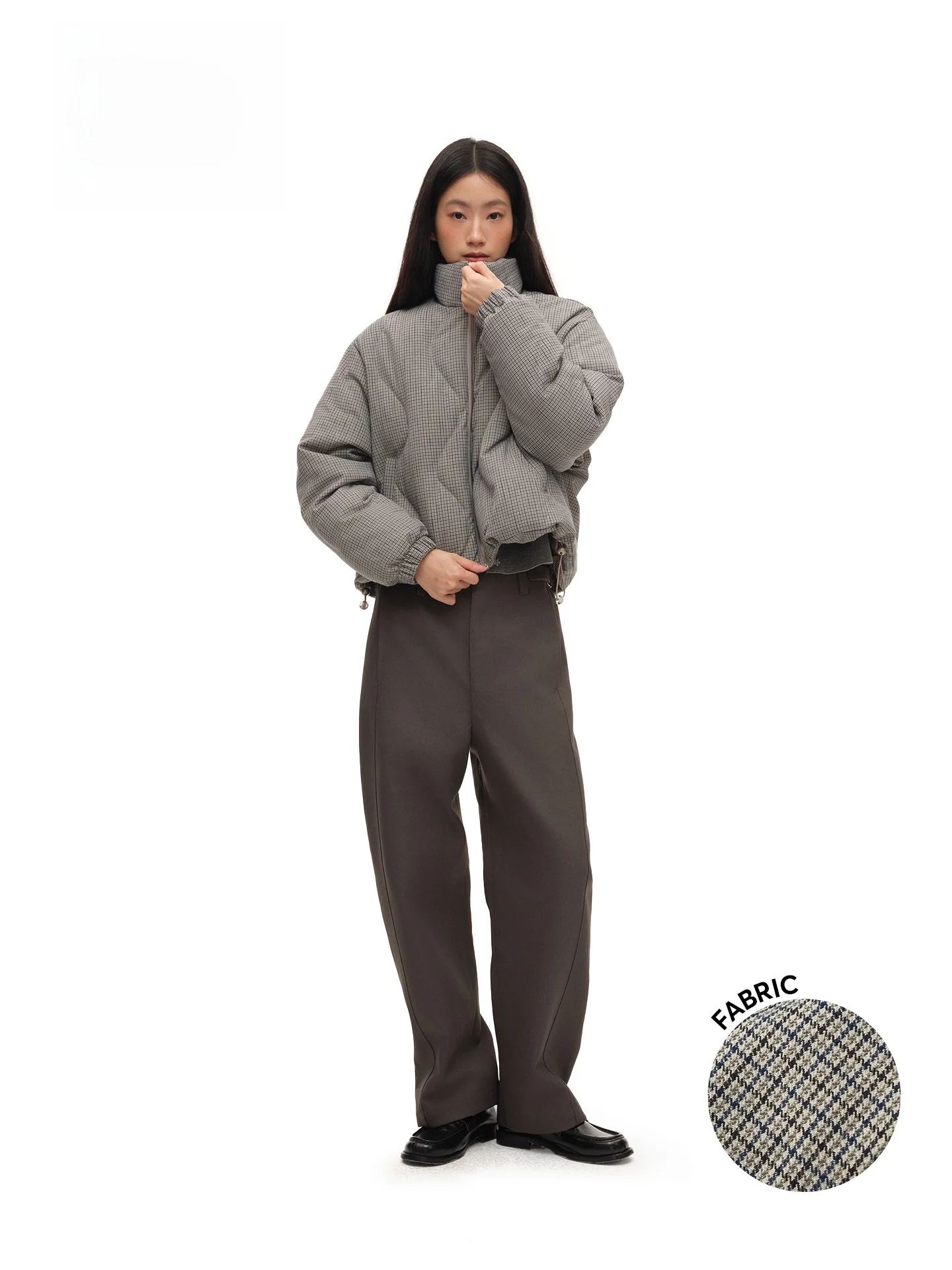 

Модное женское пальто-пуховик ChicChi в клетку с узором, 90% белый утиный пух, для женщин