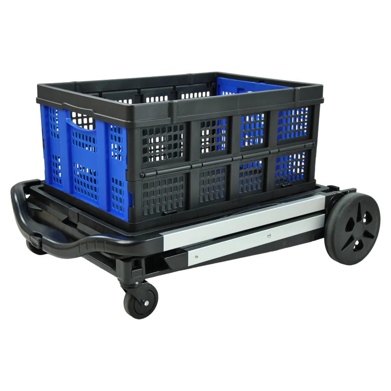 Uni-Silent Double-Decker Foldable Shopping Cart – Collapsible Trolley with Basket Crate, FTC90-T2