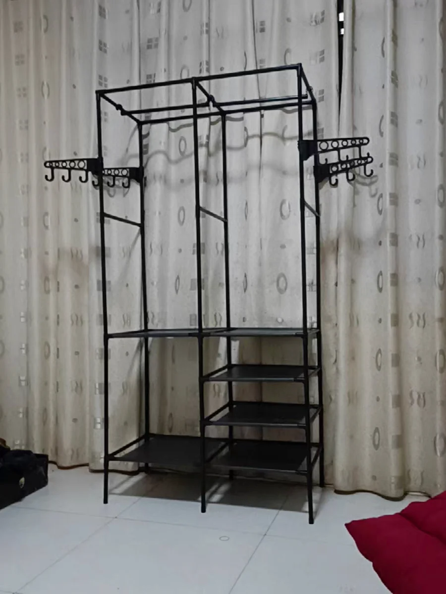 Clothes and Hats Rack Floor to Ceiling Bedroom Hanging Clothes Rack Simple Household Economical Storage Rack