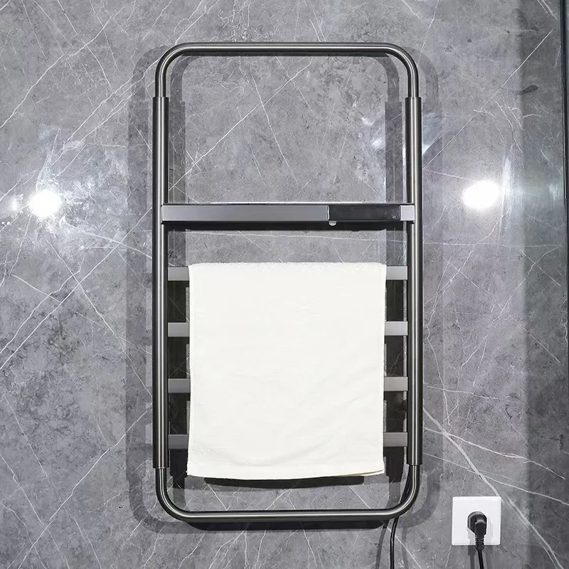Bathroom Carbon Fiber Dry Electric Heated Towel Rail Plug-in Heating lRack