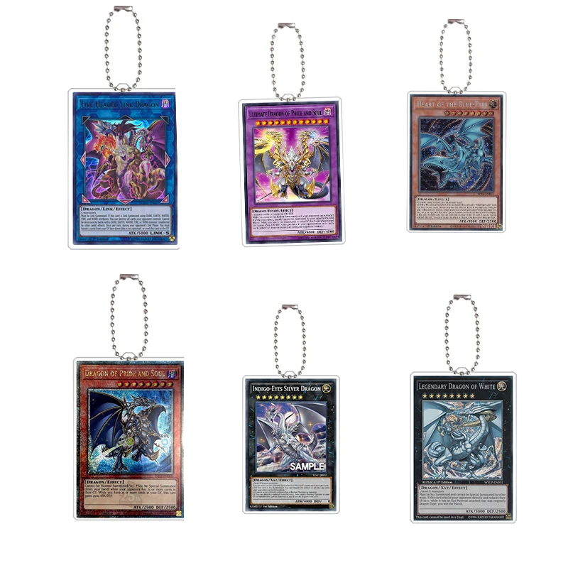 YuGiOh Acrylic Keychain Pendant Anime Classics Game Gift Action Toy Figures Exodia Black Magician Blue-Eyes White Dragon Diy