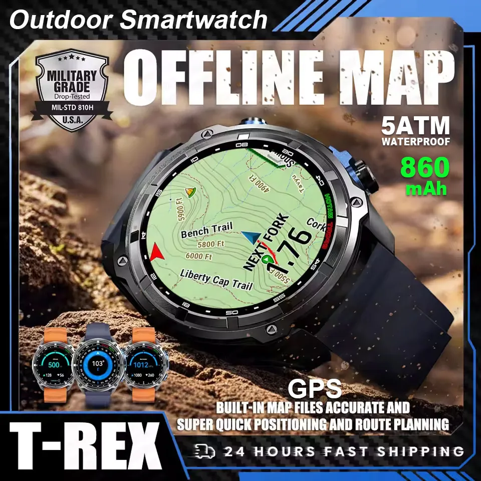 

2025 New GPS Smartwatch Offline Map 4GB Memory Video Player Military Sports Smart Watch Men 50m Swimming Waterproof Watches