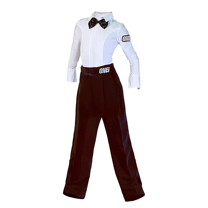 Ragazzi Costume da ballo latino Abiti per bambini Pantaloni fitness Vestito da pratica maschile ChaCha Samba Vestiti Top Pantaloni Mostra usura DQL9945