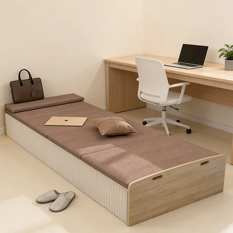 Japan Single Folding Bed Living Room Guest Adults Canapy Folding Bed Portable Wood Cama Plegable Para Dormir Bedroom Furniture