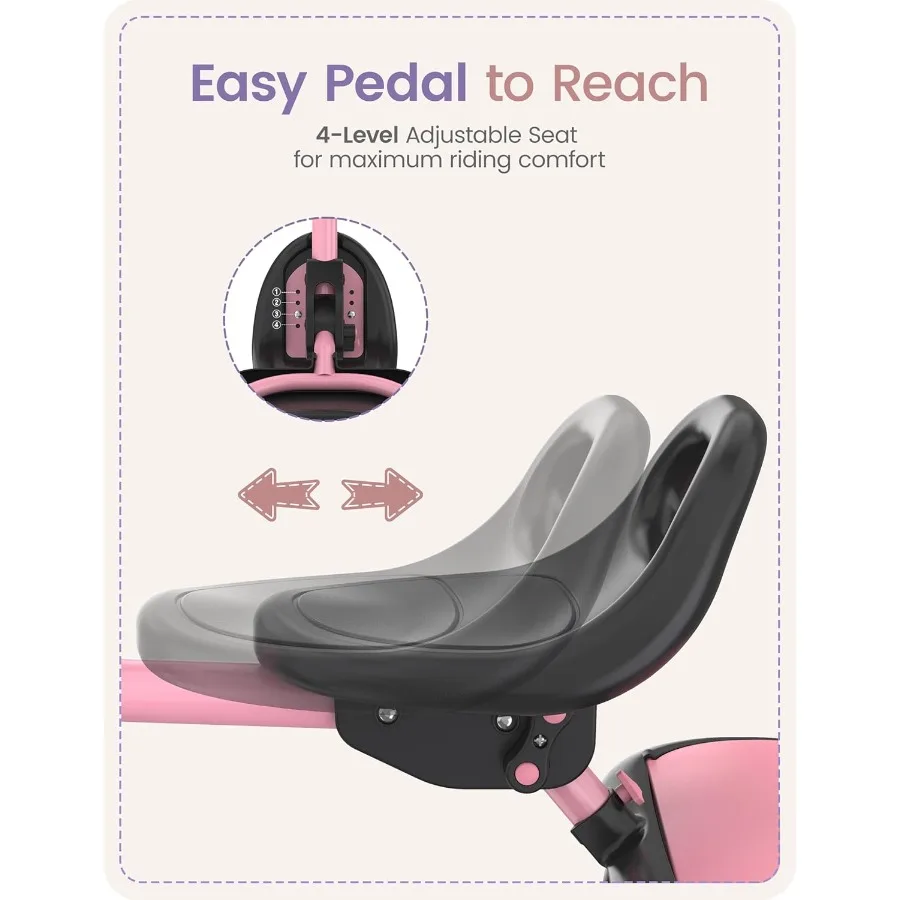 دراجة ثلاثية العجلات للأطفال بإضاءة ملونة للأعمار من 18 شهرًا إلى 5 سنوات، دراجة للأطفال الصغار مع جرس، دراجة ثلاثية العجلات للأطفال، هدية للأطفال من سن 2 إلى 5 سنوات، #6