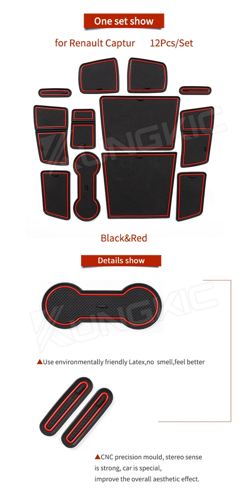 Anti-Rutsch-Torschlitz-Bechermatte für Renault Captur 2 2019 2020 2021 2022 2023, rutschfeste Türnut-Auflage, Innenzubehör-Untersetzer – Detail 4