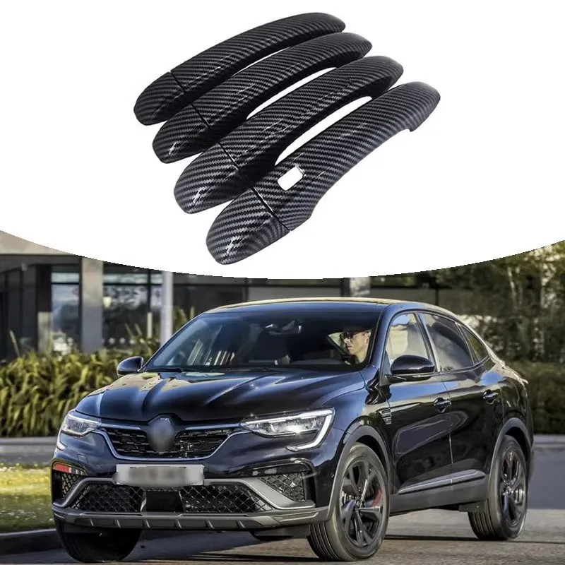 Glossy Black Carbon Fiber For 2018-2023 Renault  Espace Arkana  Captur Door handle cover Trim Car Styling Accessories Stickers