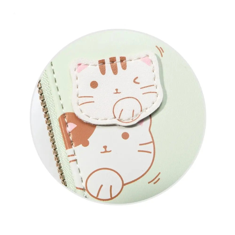 بلون لطيف ثلاثي أضعاف المحافظ الكورية نمط بولي Leather جلد المرأة حامل بطاقة متعددة فتحة للبطاقات بطاقة جيب القط محفظة قصيرة في الهواء الطلق