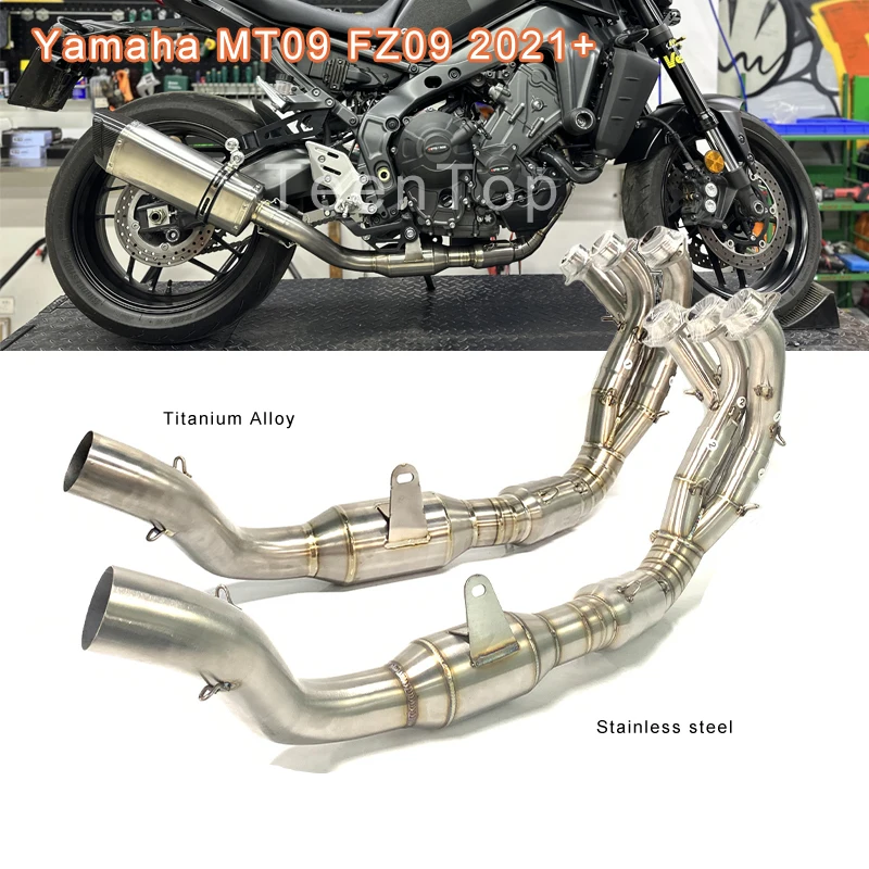 Tubo de escape de motocicleta de aleación de titanio de 51 mm para Yamaha MT09 FZ09, tubo de conexión frontal, tubo de escape MT-09, tubo de escape para moto, acero inoxidable