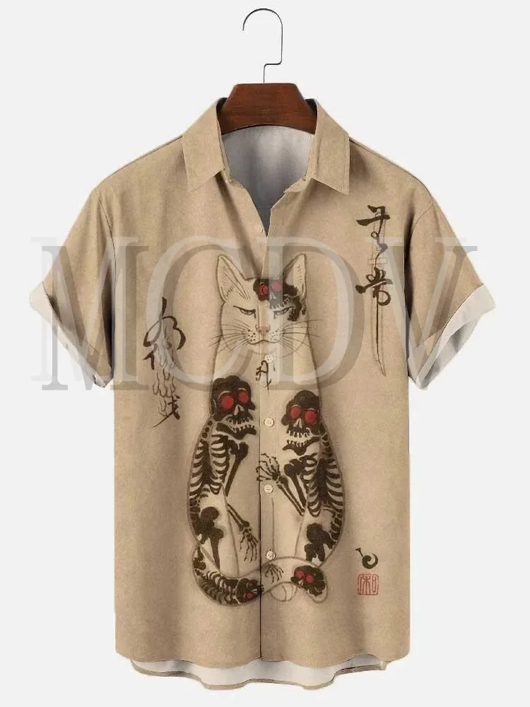 Men's Vintage Hawaiian Shirts Chinoiserie Oriental Art Pattern Japanese Wrinkle Free Tops Women for Men shirts