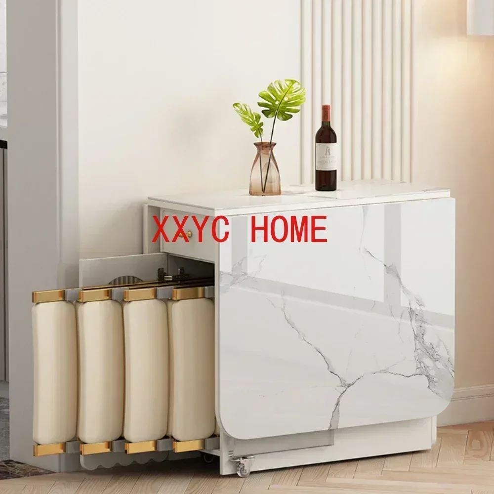 طاولات وكراسي طعام قابلة للطي باللون الأبيض الكريمي قابلة للإزالة، مجموعة فاخرة خفيفة