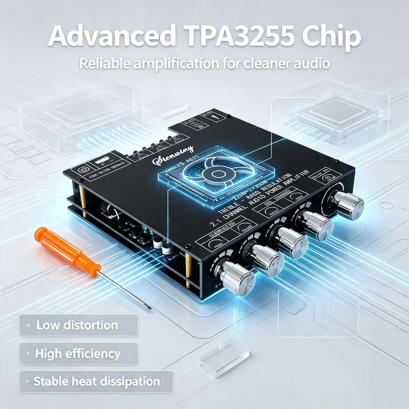 YS-AS21 TPA3255DDVR Bluetooth-compatible 5.1 Subwoofer Amplifier Board 220WX2+350W 2.1 Channel Subwoofer Amplifier AUX + USB in