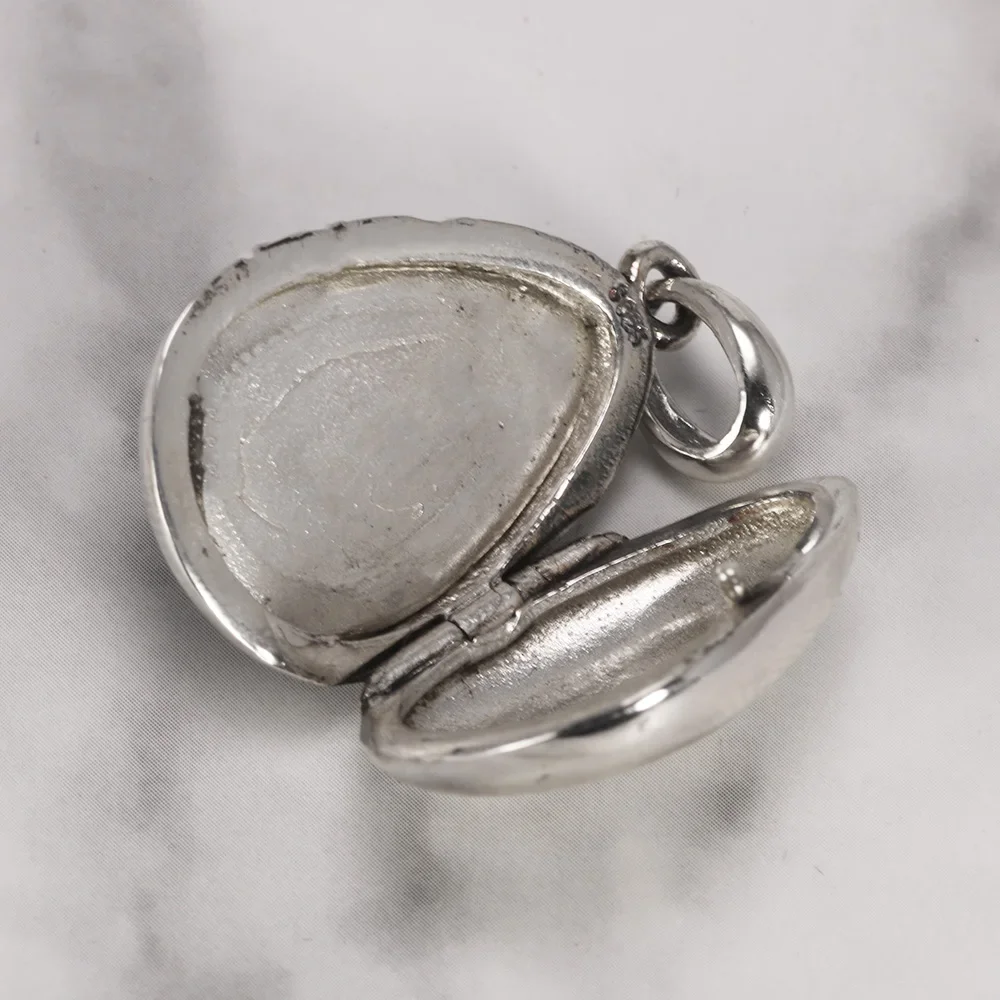 Colgante de plata de ley 925 con incrustaciones de ágata negra que se puede abrir, joyería de regalo Vintage para mujer