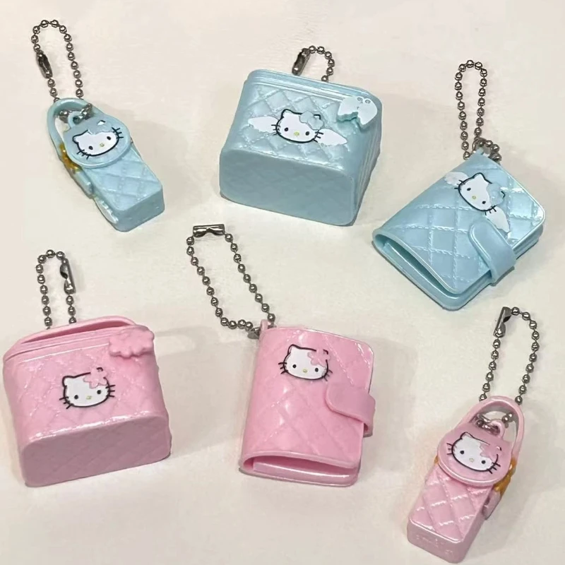 Kt Cat Angel Series Kawaii Cartoon Animation Simulation Phone Bag Mini Makeup Bag Pendant Phone Keychain Blind Box Birthday Gift