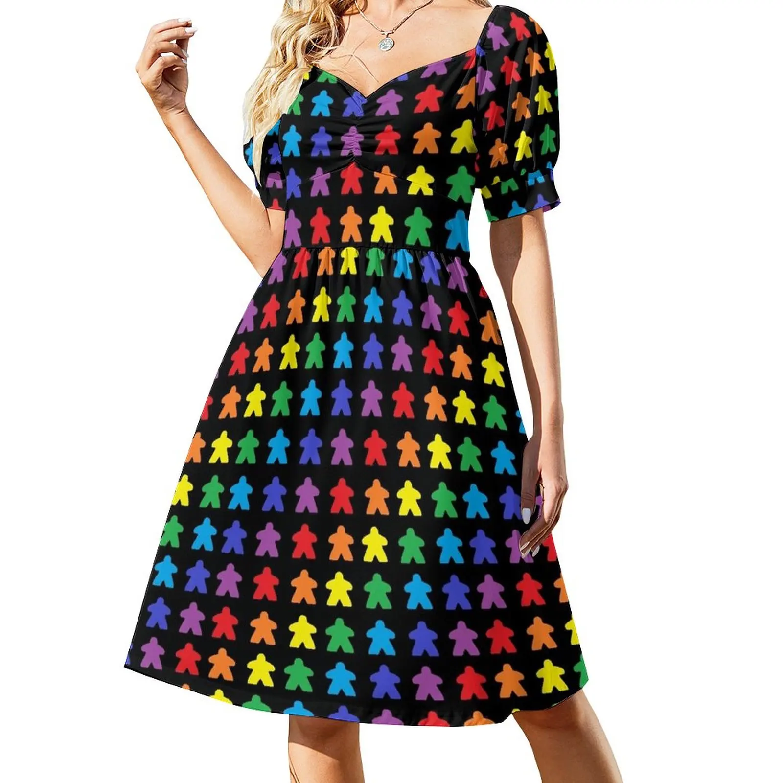 

Meeple Rainbow Tabletop Pride Sleeveless Dress womens dress Women's clothing beach dress