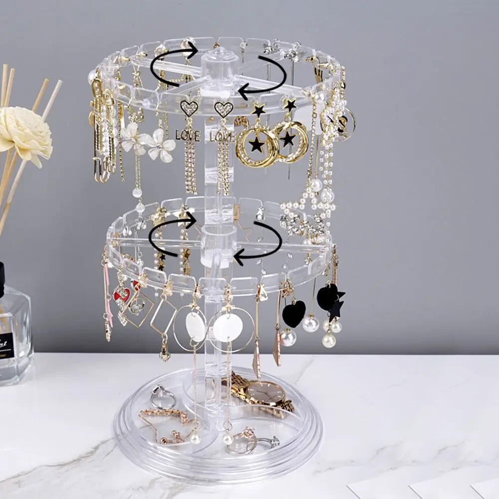 

Rack Transparent Double Layer Rings Rack Jewelry Racks Holder Jewelry Organizer Korean Show Case Rotating Jewelry Display
