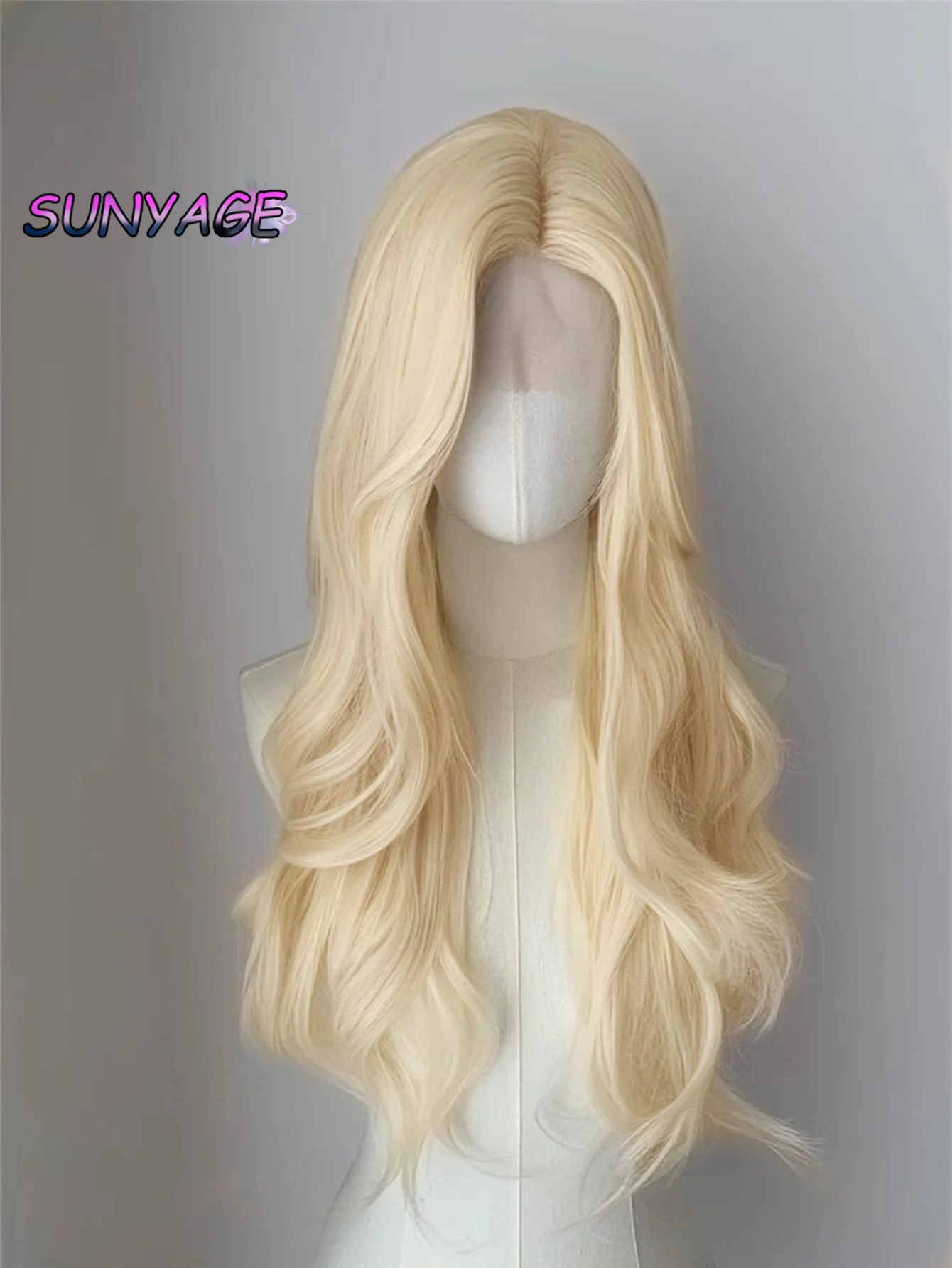 

SUNYAGE Synthetic Lace Front Wig For Women 24 Inch Long Blonde Hightlight Lace Frontal Wigs Cosplay Wig Halloween Heat Resistant