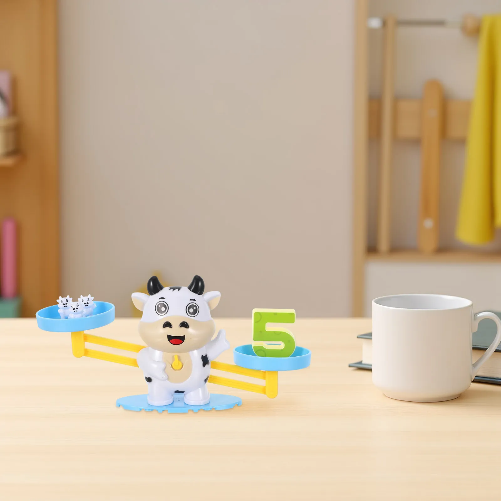 مجموعة مقياس ميزان الرياضيات البقرة، لعبة عد أرقام مونتيسوري، لعبة تعليمية لمرحلة ما قبل المدرسة ورياض الأطفال، واللوازم التعليمية