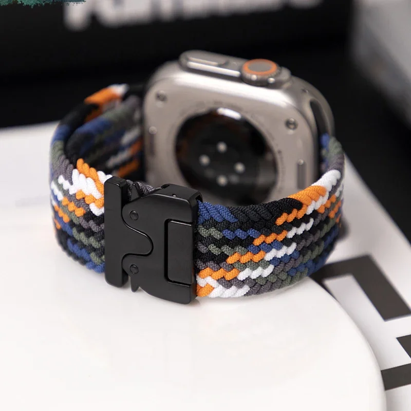 

Поп-плетеный ремешок для Apple Watch, ремешок 44 мм, 40 мм, 45 мм, 46 мм, 49 мм, 41 мм, 38 мм, нейлоновый браслет IWatch Series Se 7 6 8 9 10 Ultra 2 St