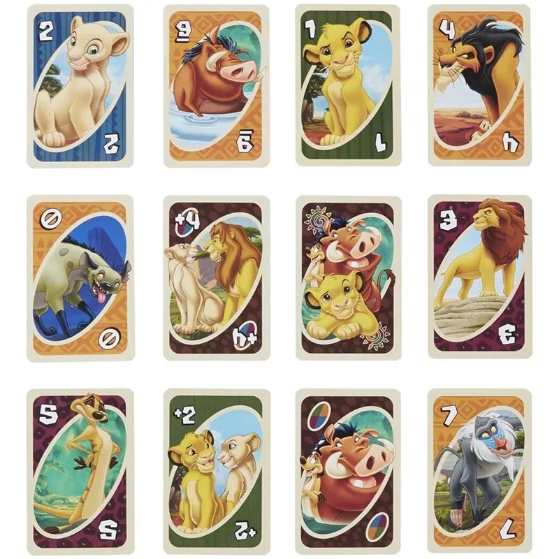 New Mattel UNO Disney 100 And Disney Lion King Games Card Family Funny Entertainment Board Game Poker Kids Toys Playing Cards