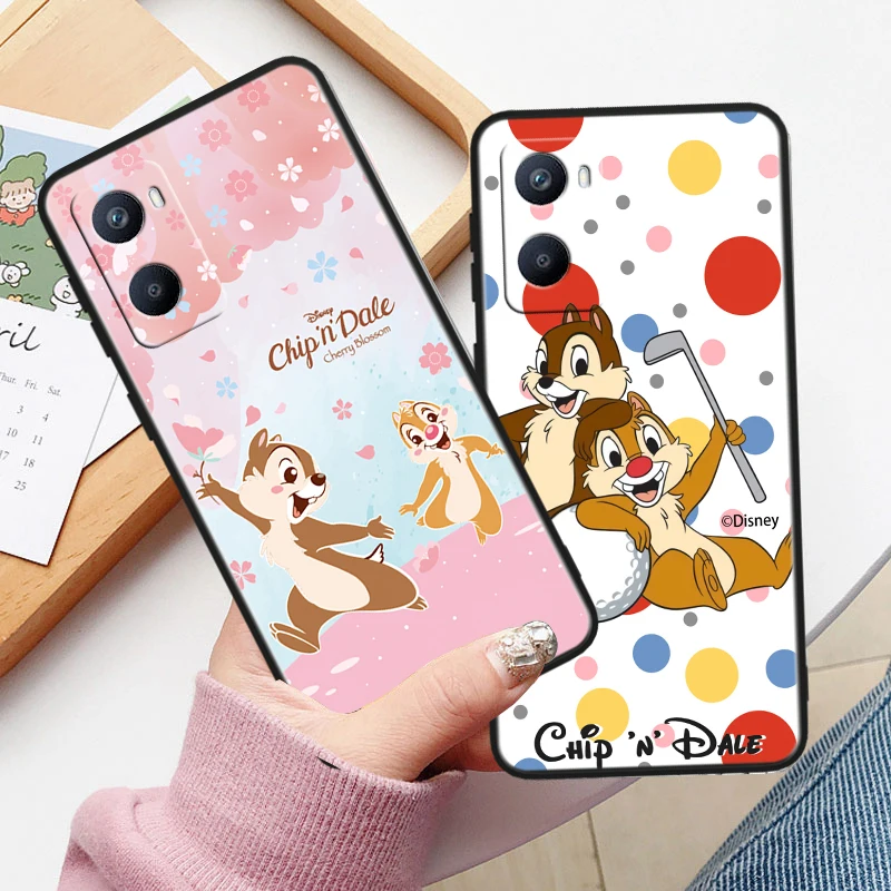 Disney Chip And Dale For OPPO A96 A94 A93 A77S A76 A74 A73 A72 A57S A56S A54S A53 A52 A15S A9 A5 Black Phone Case