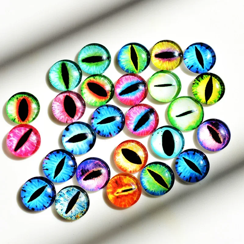 glass eyes cabochons Round 6MM-30MM Round Dome Dragon Eye Dragon Cat Eye Toys DIY Jewelry Accessory MIX Pupil Eye Cameo