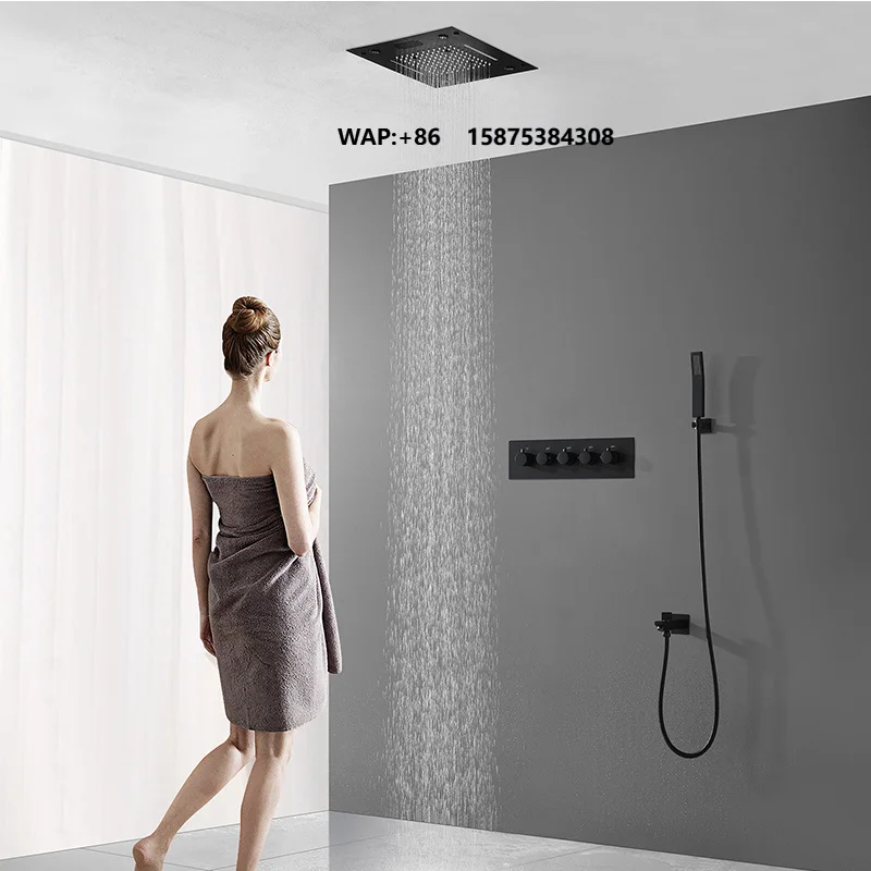 

Bathroom Waterfall Faucet Ceiling Shower Rainfall Head Diverter System Bath Faucets Shower Bath Set
