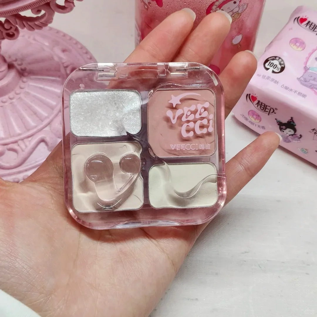 VEECCI Paleta de maquiagem para contorno facial, iluminador de longa duração, pó fosco, sombra para os olhos do nariz, cosméticos