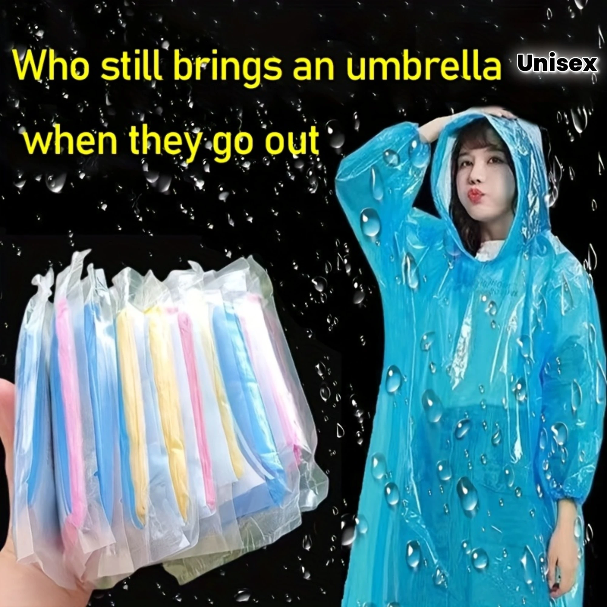 12pcs Disposable Rain Ponchos, Portable Individual Pack Waterproof Raincoats, Lightweight Emergency Rain Gear for Travel & Outdo