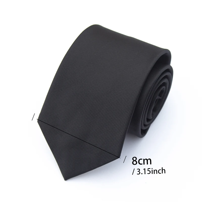 6cm, 7cm, 8cm Luxuriöse Schwarze Krawatten für Herren Einfarbige Jacquard-Krawatte Täglicher Gebrauch Business-Krawatte Bräutigam Hochzeit Party Accessoires – Detail 6