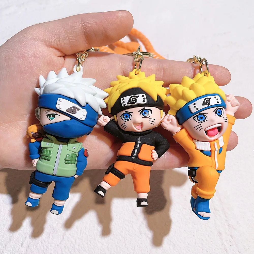 Cartoon PVC Naruto Anime Peripheral Keychain Naruto Silicone Figure Car Key Chain Christmas, Halloween Gift